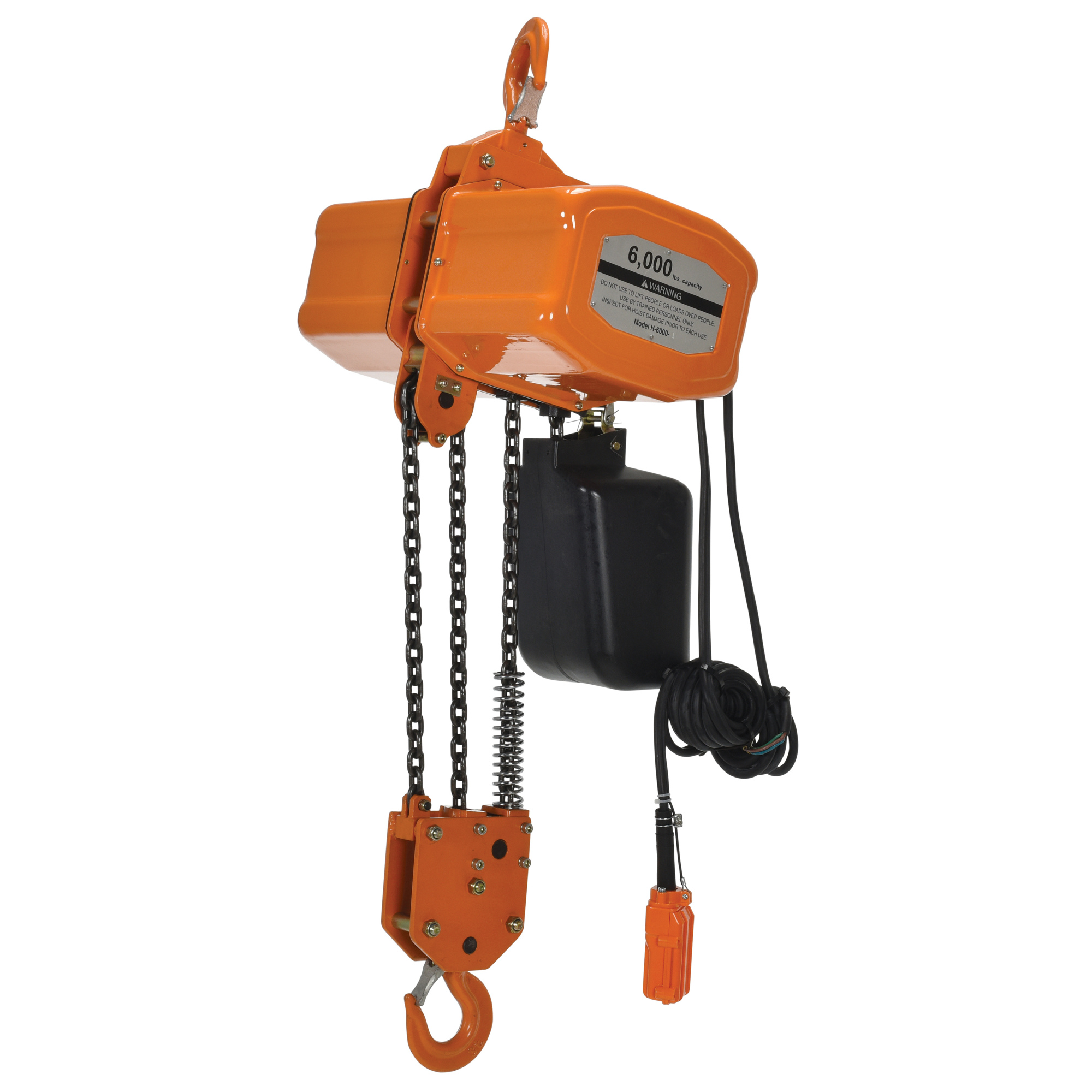 Vestil Economy Chain Hoist - 6000-Lb. Capacity, Manual Trolley, 1 Phase, Model# H-6000-1